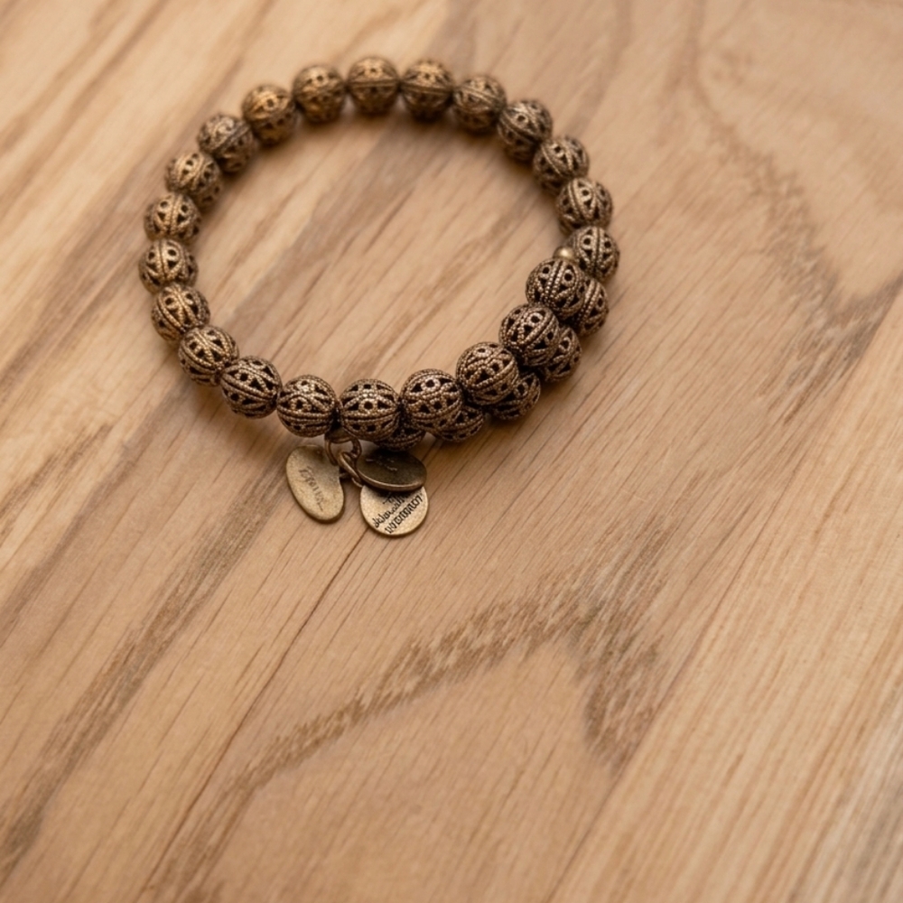 Alex And Ani Vintage 66 Filigree Beaded Wrap Bracelet Bronze Tone~Retired